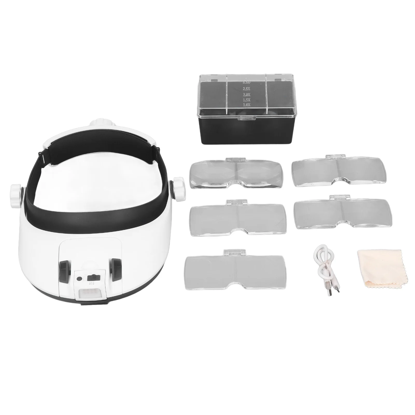 Loupe à tête ZK50, loupe Rechargeable LED avec 5 lunettes pour la lecture et la réparation