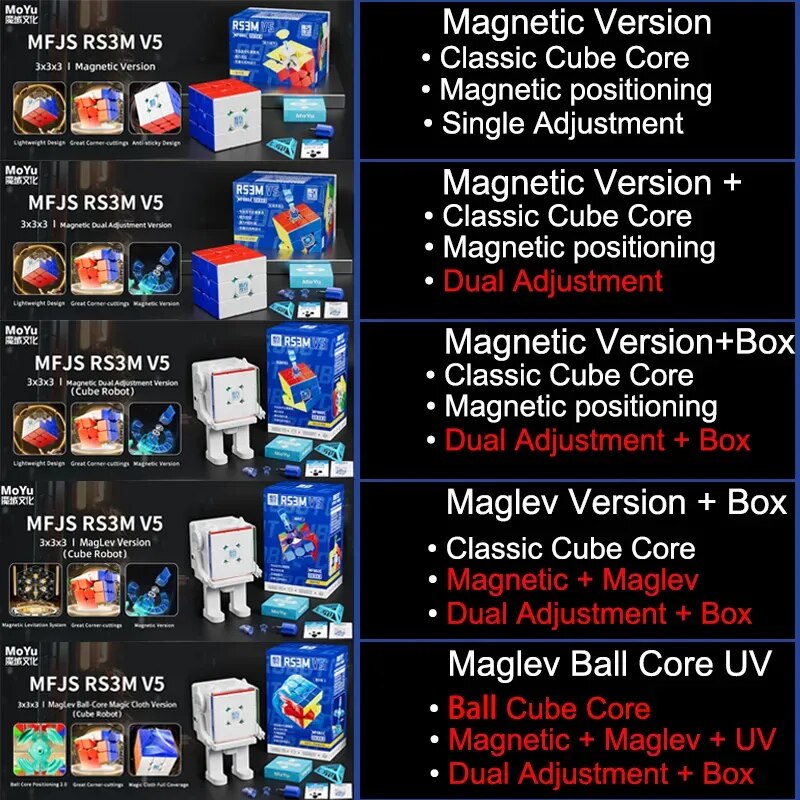 MoYu RS3M V5 3X3 Magnétique Magique Vitesse Cube Professionnel Fidget Jouets RS3 M 2023 V5 Cubo Magico Puzzle