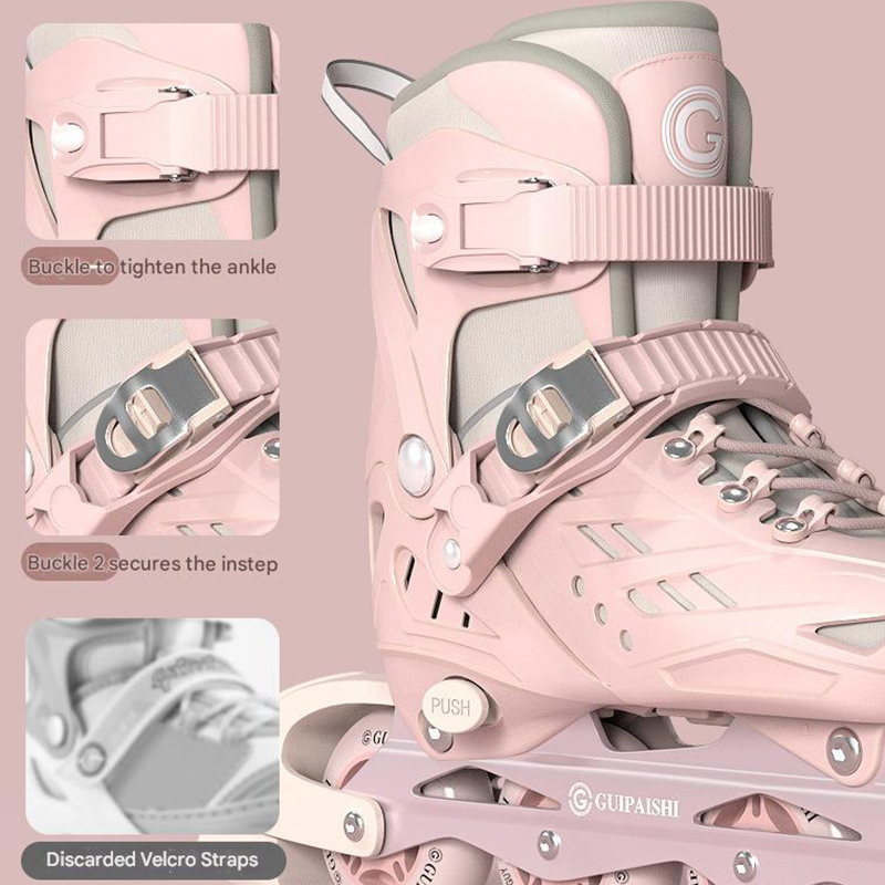 Inline-Rollschuhe mit Helm, Ellenbogen und Knieschützern, Schuhtaschen-Set, Flash 4-Räder, Turnschuhe für Jungen und Mädchen, verstellbare Skateschuhe