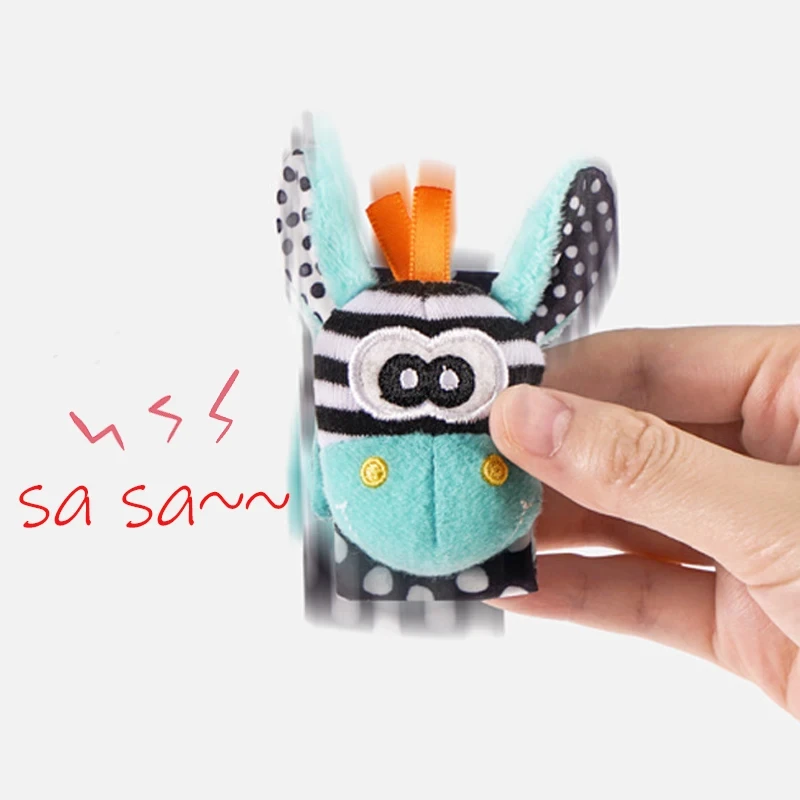 เด็กทารก Rattles ถุงเท้าของเล่น 0 12 เดือนทารกแรกเกิดการ์ตูนตุ๊กตาถุงเท้าสายรัดข้อมือเท้า Finder และข้อมือ Rattles ของเล่นสําหรับทารก