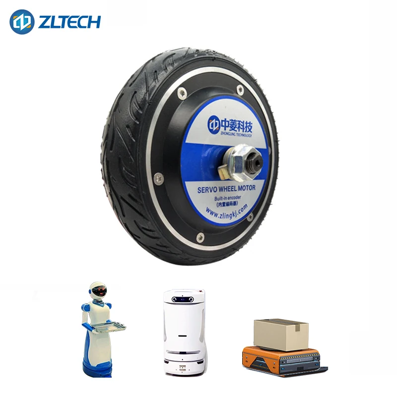 6.5inch 24V 250w Low Speed High Torque 200RPM 6.5 N.m 150kg AGV Load Gearless Hub Servo Motor With CE Approval