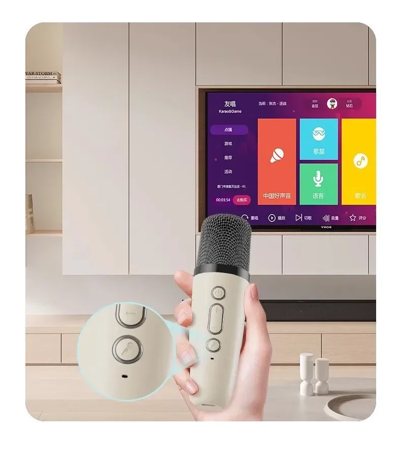 Mini altavoz portátil para Karaoke, 2 micrófonos, juego de canto familiar KTV con DSP, luces LED RGB integradas, graves profundos, batería de larga duración