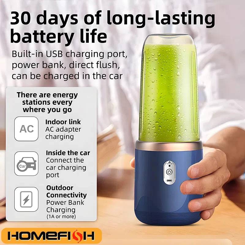 1 Uds Extractor de jugo taza de jugo portátil recargable pequeña taza de jugo para el hogar y al aire libre mezcla de jugo multifuncional 2 tazas