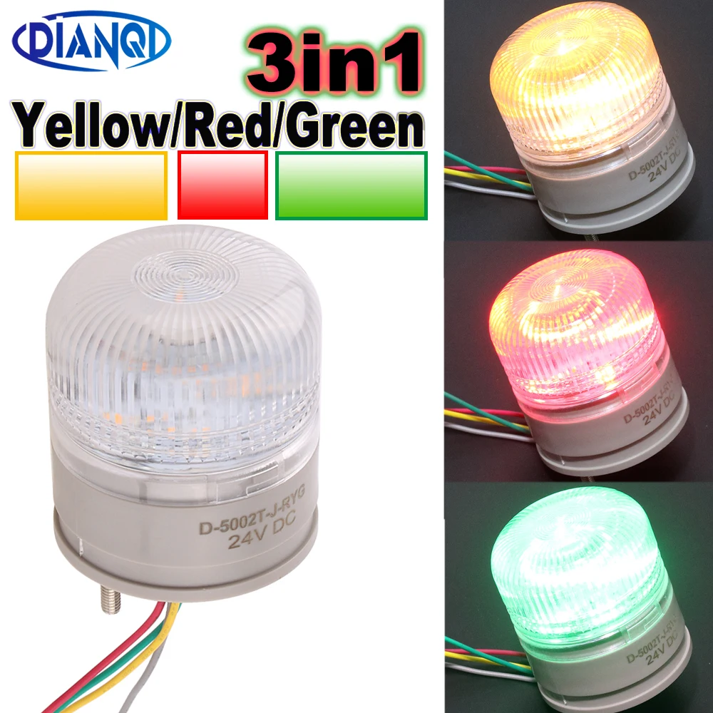 Rot Gelb Grün 3in1 Blinkendes Signalwarnlicht DC12V24V LED-Anzeigelampe mit Summer / Kein Ton Kleines Sicherheitsalarmlicht