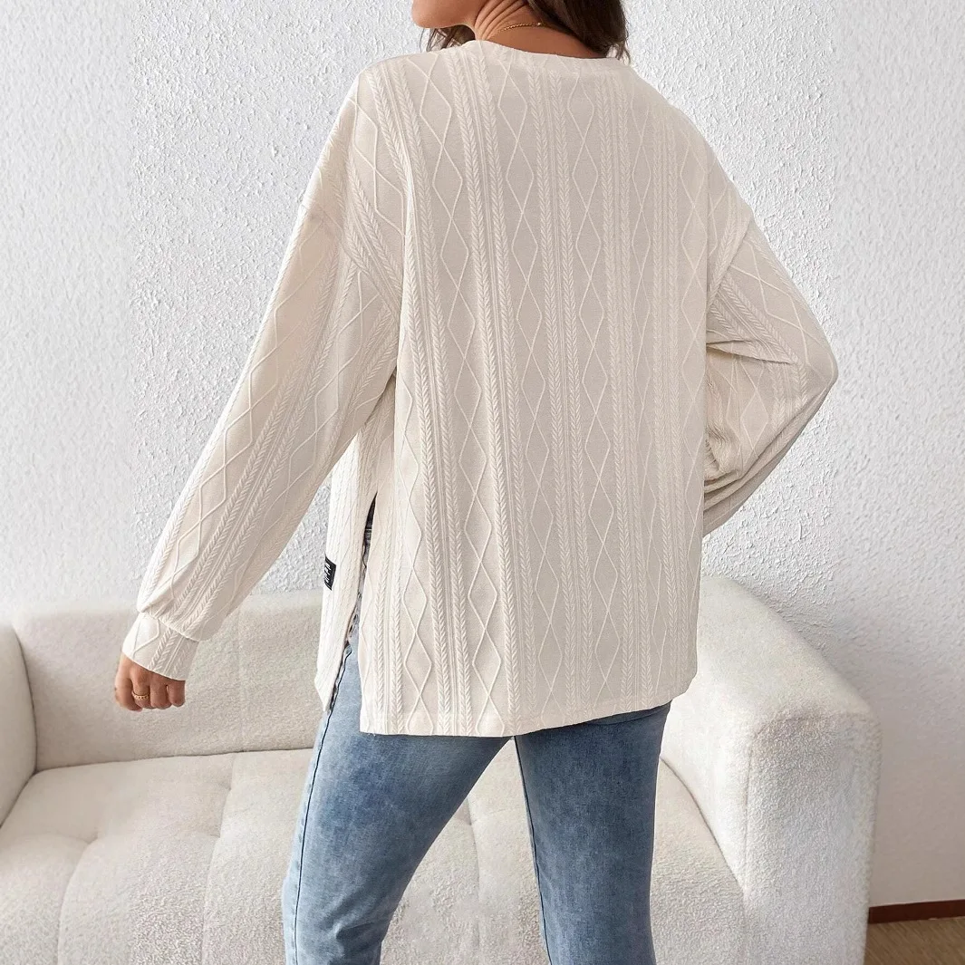 妊婦服 Tシャツマタニティ服妊婦着用ラウンドネック長袖モノクロデイリーレジャー Tシャツ