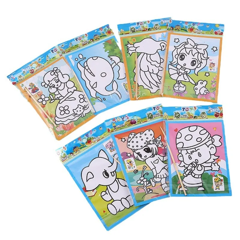 Papier d'art à gratter papier de peinture magique avec bâton à dessin pour enfants jouet jouets de dessin cadeau d'anniversaire de noël pour garçons filles