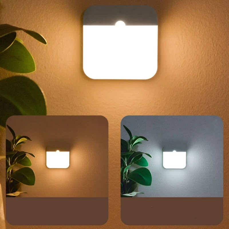 LEDライトUSB充電スクエアランプ寝室キッチン階段廊下ワードローブ食器棚照明
