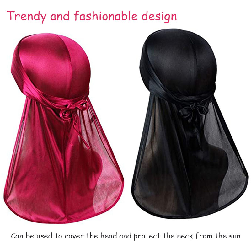 จําลองผ้าไหมหางยาวหมวกโจรสลัดสําหรับผู้ชายและผู้หญิง,ซาติน Elastic Toe Cap สําหรับชาย, ดูดซับเหงื่อ Hip Hop Elastic Rap Hip-ho