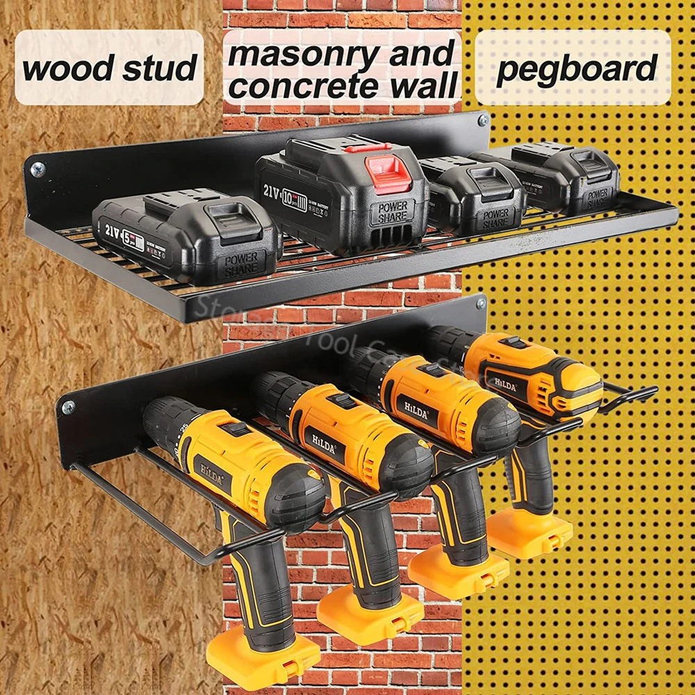 Hand Power Tool Organizer Rack Wall Mounted Tool Shelf Large Heavy Drill Holder Wrench Tool Screwdriver Storage Rack for Garage