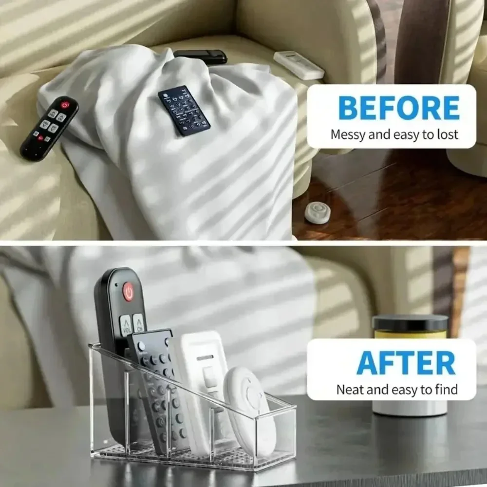 Supporto per controllo Romote con 4 scomparti Porta Romote trasparente Decorazioni per la casa Accessori da cucina Make Up Orangizer