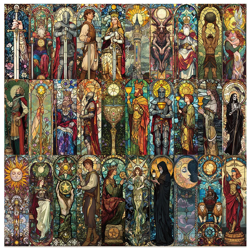 30 Uds. Marcapáginas de Tarot con vitral, marcapáginas Ins, papelería para estudiantes, tarjetas marcapáginas de lectura DIY