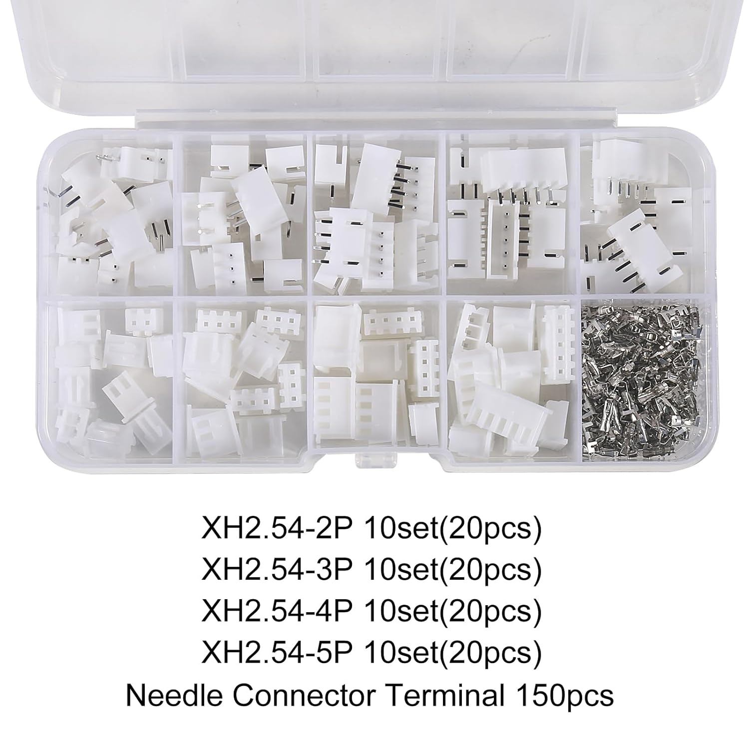 230Pcs 2.0mm JST-PH Connector Kit with 2.0mm Female Pin Header 2/3/4/5 Pin Housing Connector Adapter Plug Terminal Kit