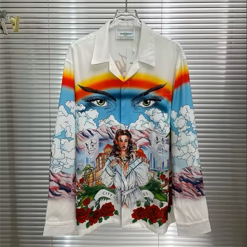 Мужская футболка с принтом 2025 года, мужская и женская рубашка с длинными рукавами, 100% полиэфирное волокно, модная и удобная повседневная мужская футболка.