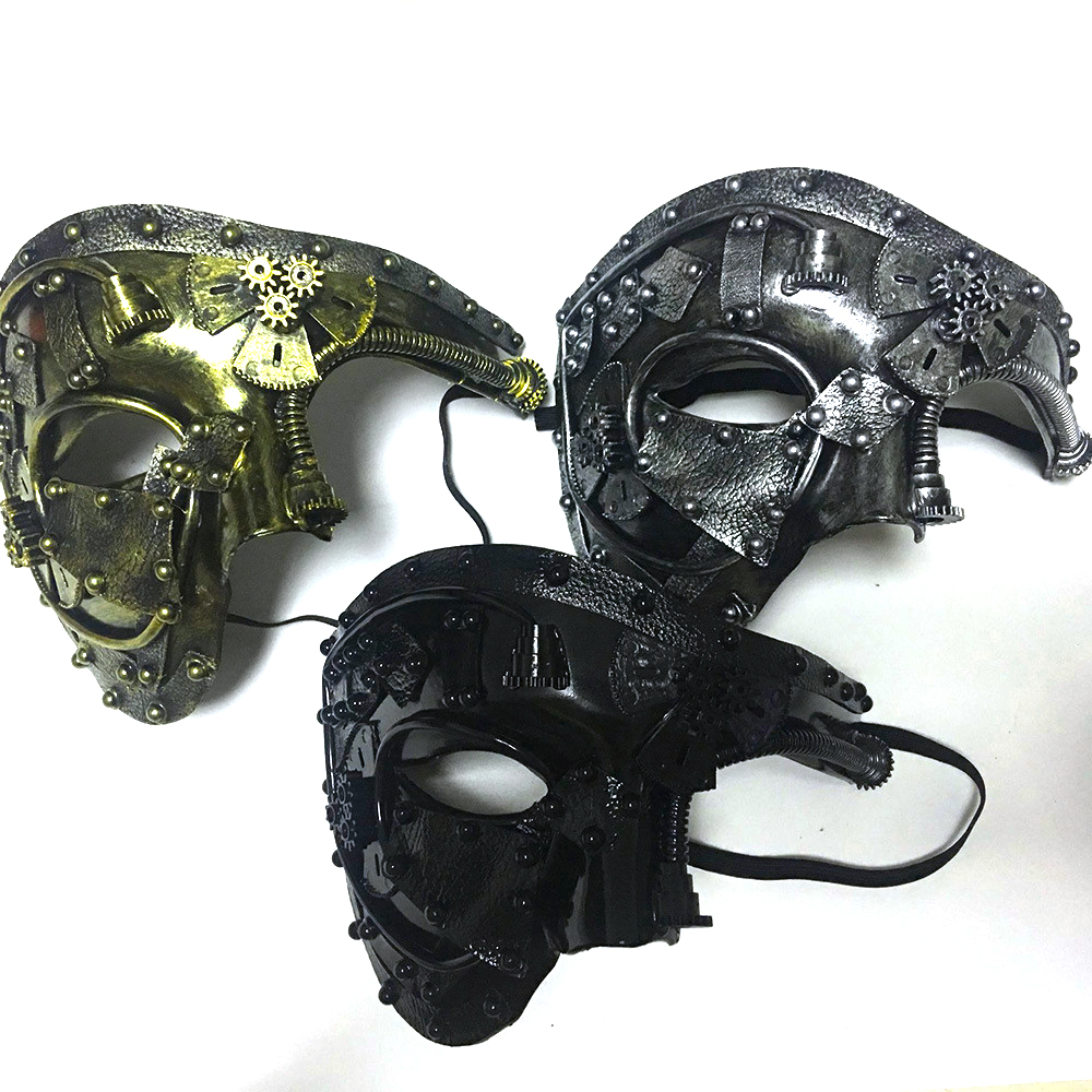 Steampunk Phantom Maskerade Cosplay Mittelalter Retro Maske Ball Halbgesicht Männer Punk Kostüm Halloween Party Kostüm Requisiten