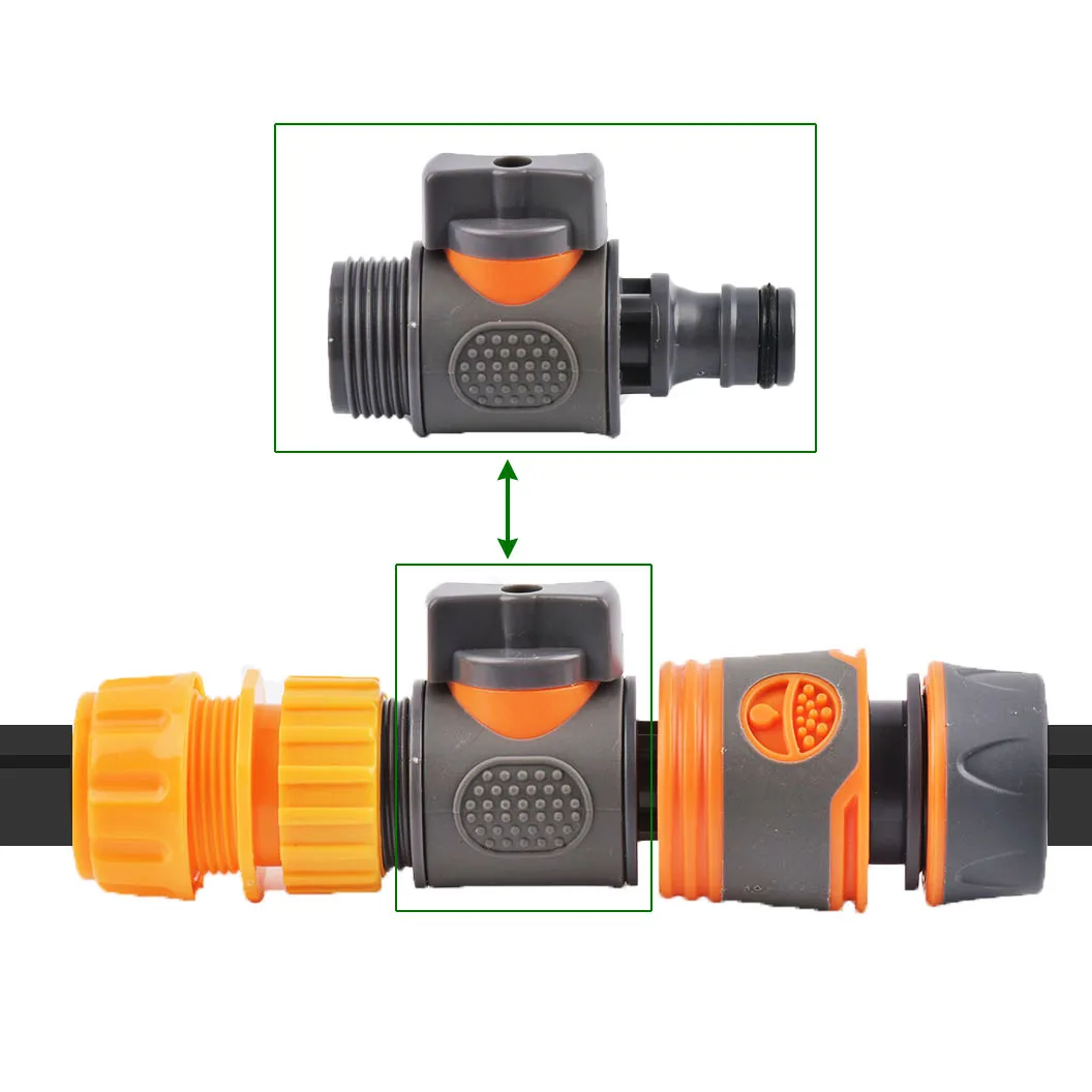 Conector rápido de manguera 1/2 3/4 1 pulgada, adaptador de conector rápido para manguera de jardín macho y hembra con interruptor de válvula de cierre