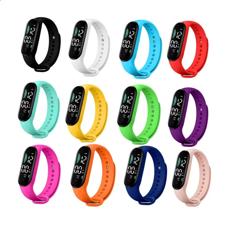 เด็ก Multi-Functional Unisex สร้อยข้อมือกีฬานาฬิกาข้อมือนาฬิกาอิเล็กทรอนิกส์ LED Touch Control กันน้ําผู้ชายผู้หญิงสัปดาห์