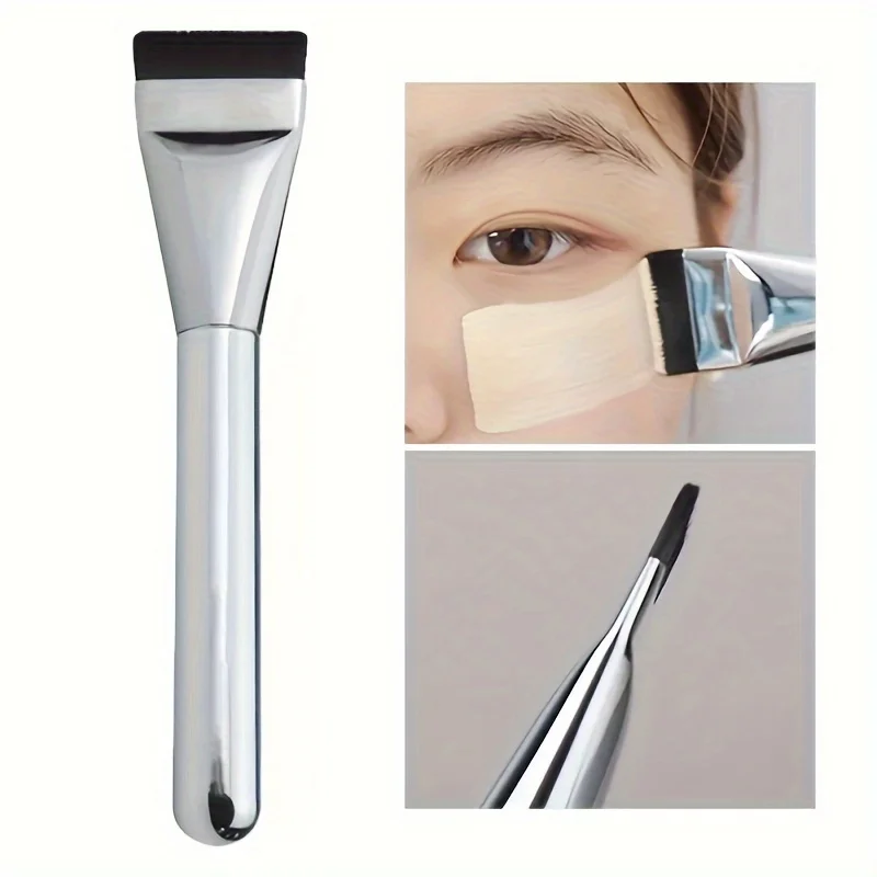1/2 cepillo de base ovalado de cerdas de nailon hipoalergénicas ultrafinas y hipoalergénicas para base multiusos, perfecto para el contorno facial