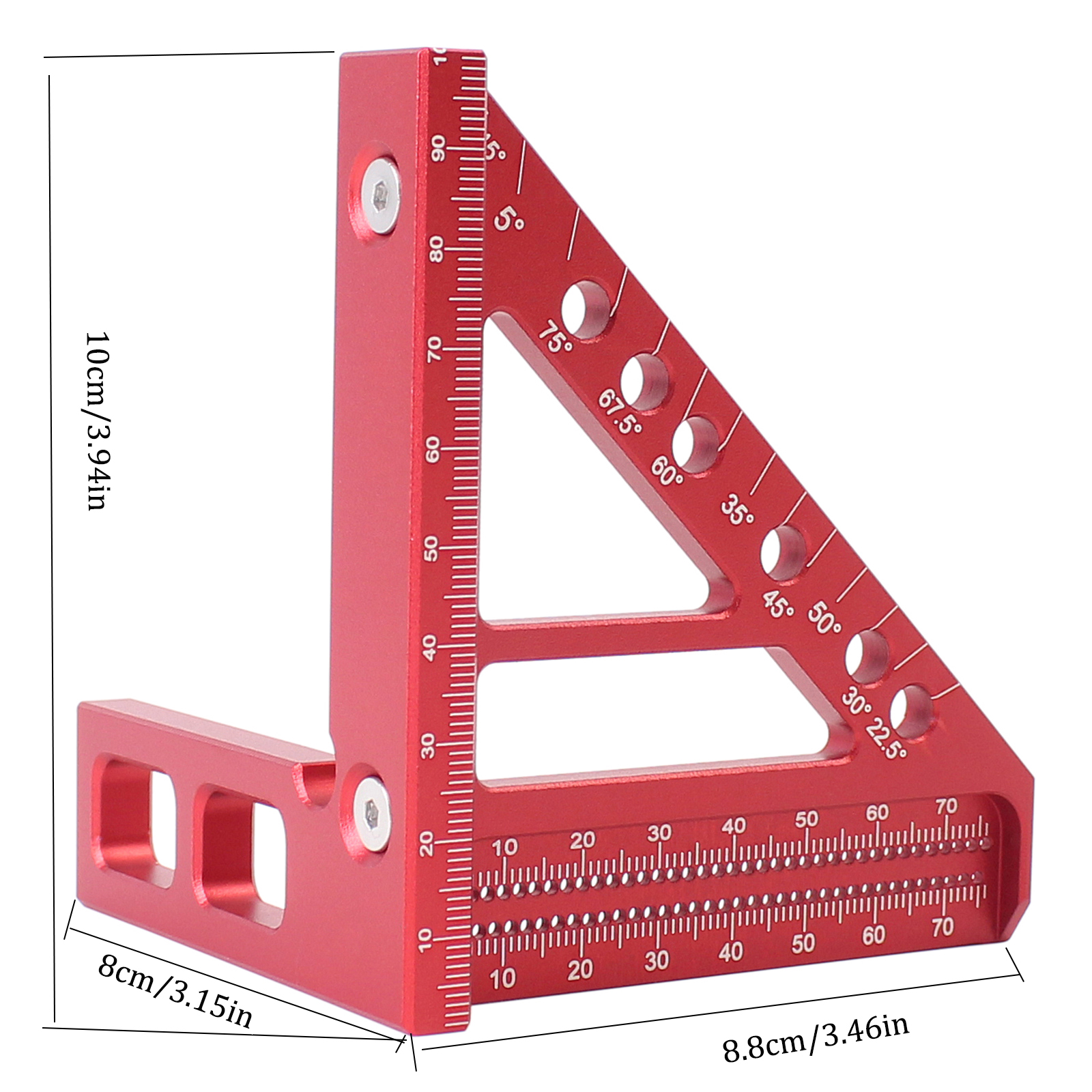 Metric/Inch Square Protractor Aluminum Miter Triangle Ruler 3D Multi Angle 45/90 Degree Layout Measuring Ruler Carpenter Square