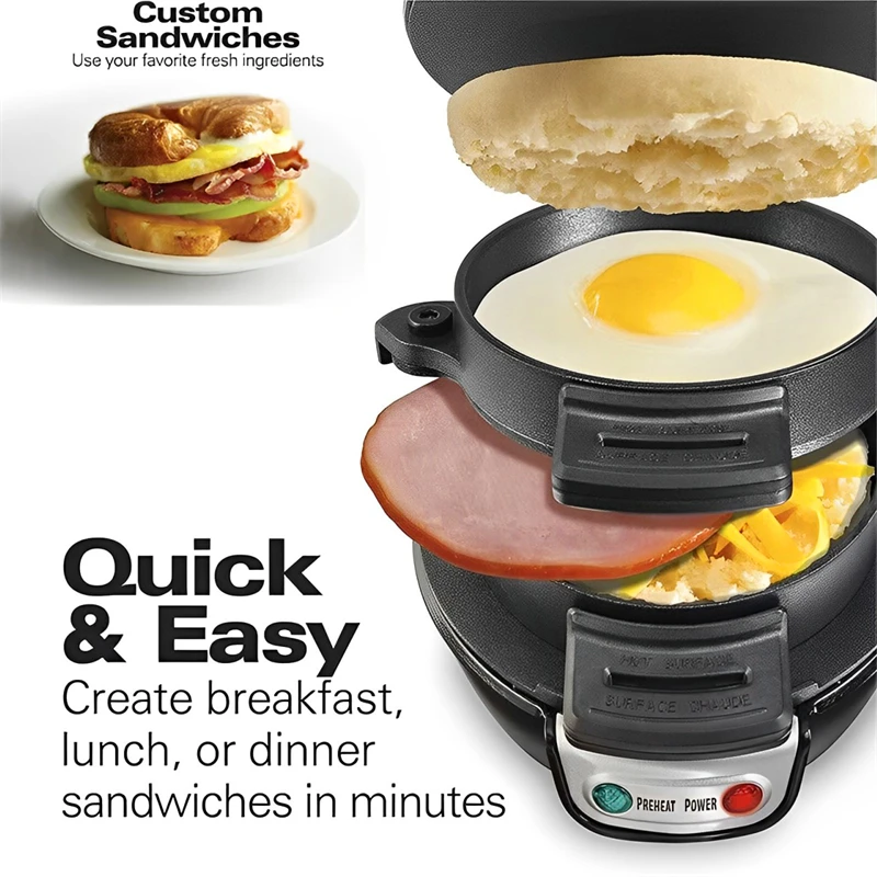 220V 110V มัลติฟังก์ชั่เบอร์เกอร์เครื่องมินิอาหารเช้ามัฟฟิน Maker ในครัวเรือน Non Stick แผ่นไฟฟ้า Burger Maker เครื่อง