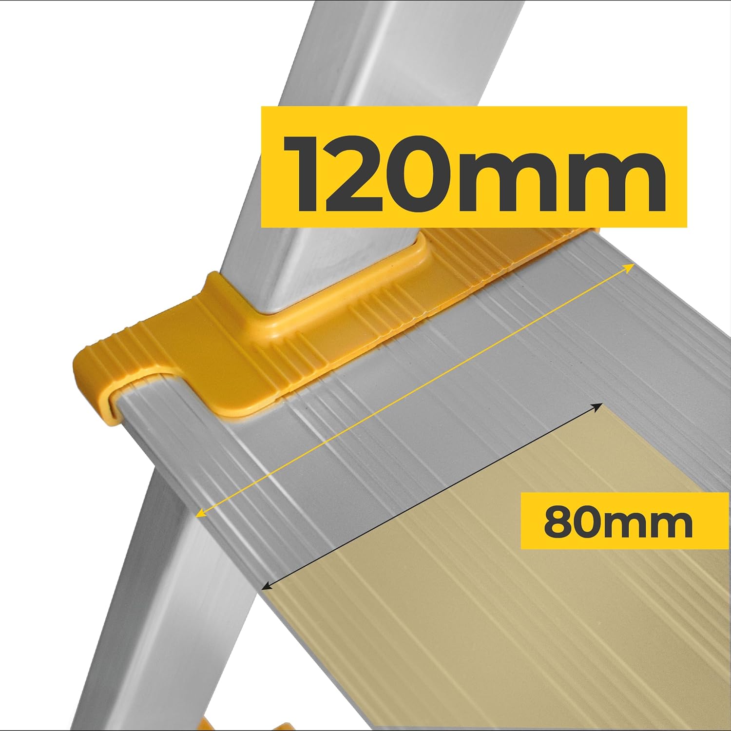 Scala pieghevole in alluminio a 6 gradini, robusta con ripiano, gradini antiscivolo larghi 120mm. Adatto per casa e lavoro, carico massimo 150kg. (128
