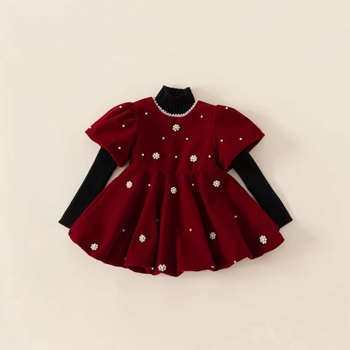 Autumn Winter Children Dress 1-10Y Girls Pearl Thick Warm Fleece Party Christmas Princess Dresses Toddler Wear Kids Clothing New