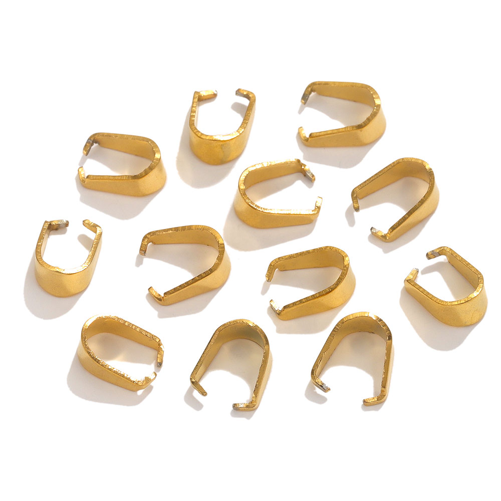 50 pçs banhado a ouro fivela de aço inoxidável fecho para pingentes charme conectores clipe pitada bail fecho diy jóias fazendo suprimentos