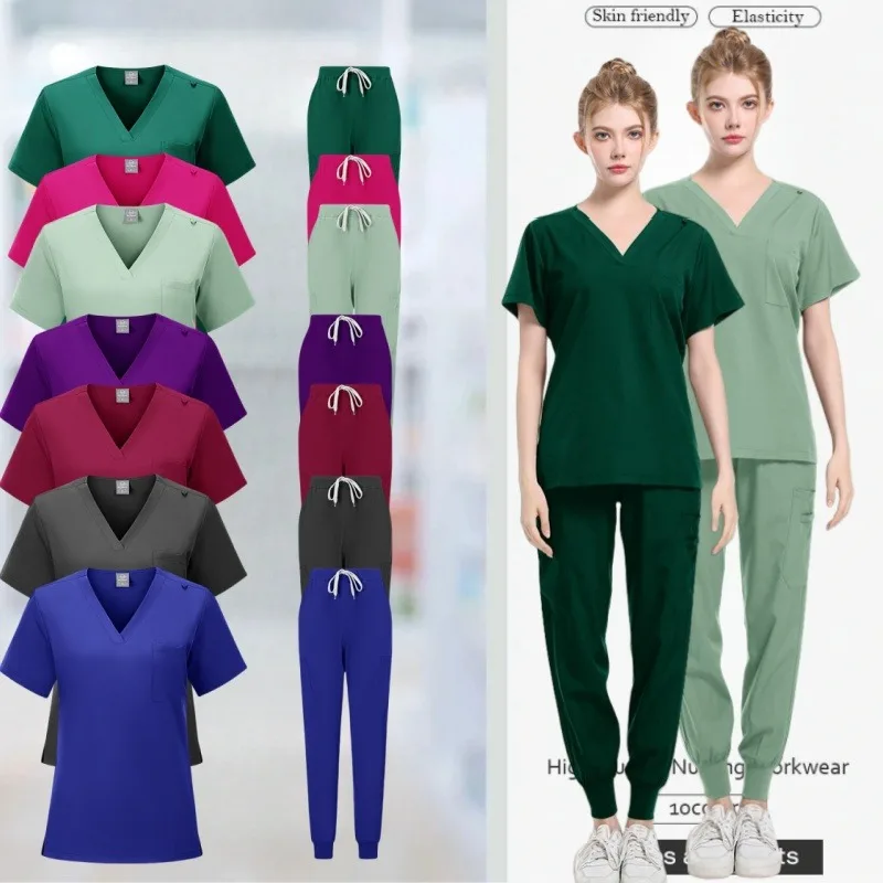 Set uniforme da infermiera da lavoro ospedaliero Set uniforme da medico Top e pantaloni Uniforme da lavoro Set uniforme da infermiera per personale Uniforme SPA di bellezza