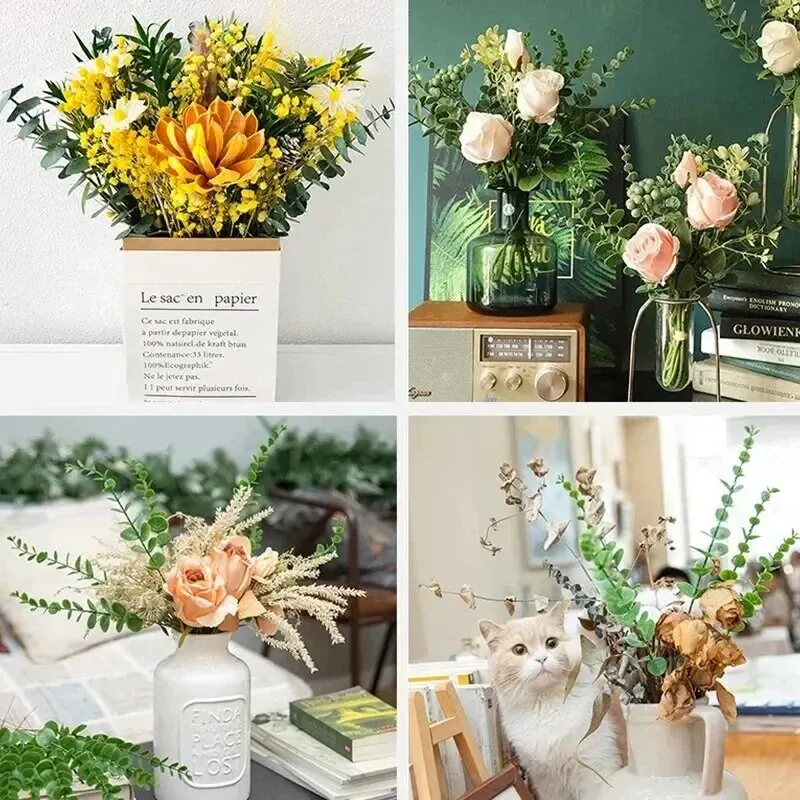 10 個ユーカリの茎人工ユーカリの葉家庭用花花束センターピース結婚式の装飾クリスマスの装飾