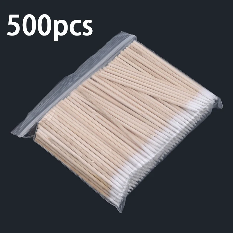 Bastoncino di cotone con punta in legno lungo 7cm 300 punta con manico in legno tamponi di cotone ricamati semipermanenti