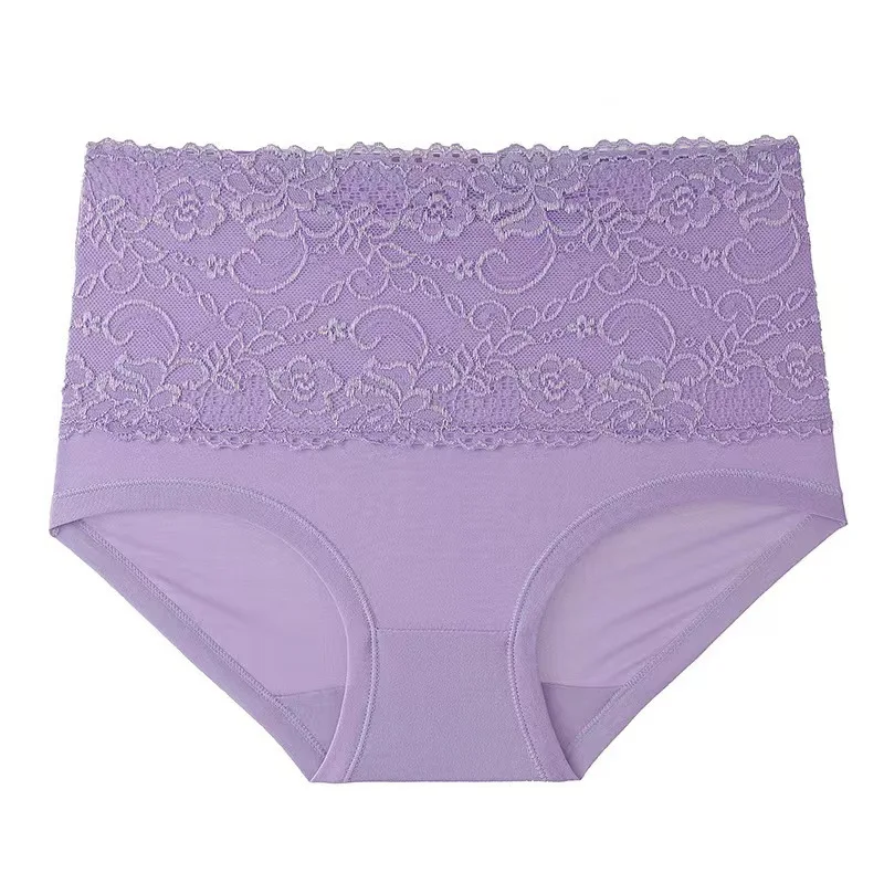 1-4PC Lace Solid Color Oversized Comfortable Maternity Underwear Soft Comfortable Breathable High Waisted Women's Triangle Pants