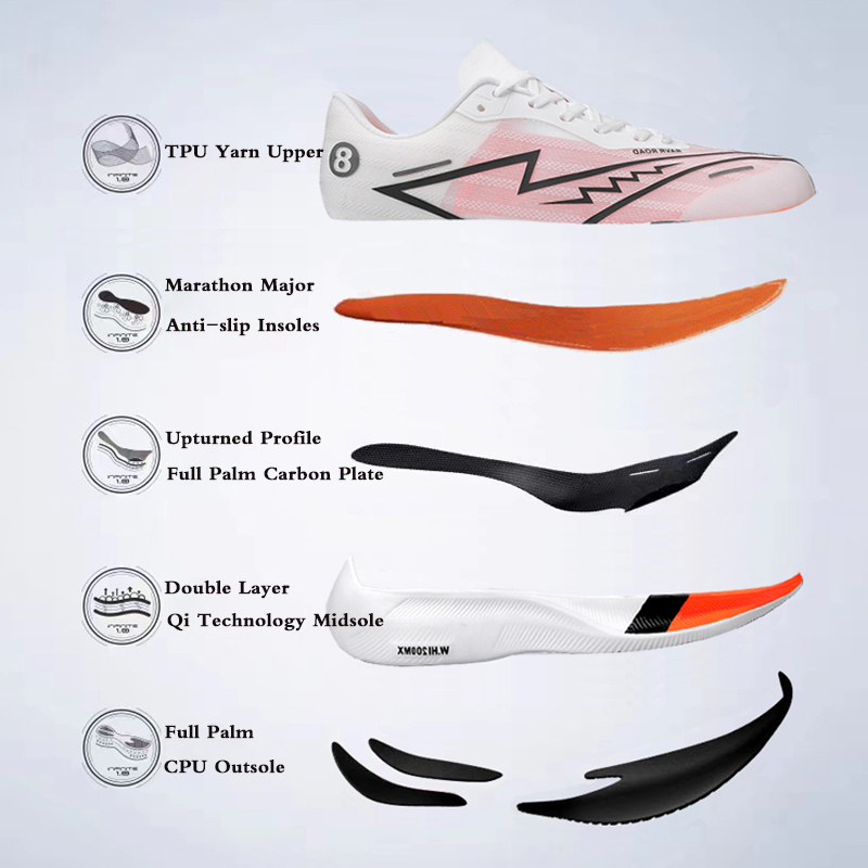 Sapatos esportivos masculinos palma completa placa de carbono tênis de corrida masculino e feminino maratona corrida absorção de choque sapatos de treinamento de atletismo