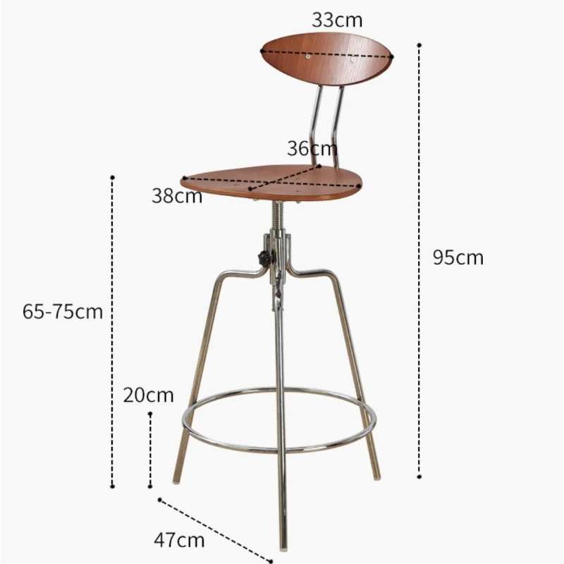 New Nordic Swivel Bar Chair  with Footrest  Adjustable Height Counter Chair Retro Industrial Bar Furniture Comfortable Bar Stool