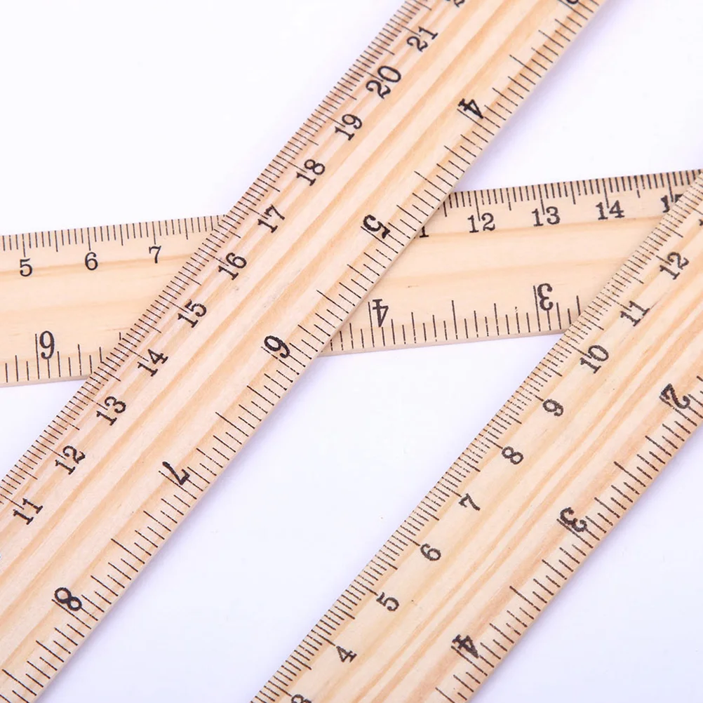 12Pcs Wood Ruler Straight Rule Measuring Tool Precision Etched Scale Student Accessory Wooden Ruler Drafting Supplies Rulers
