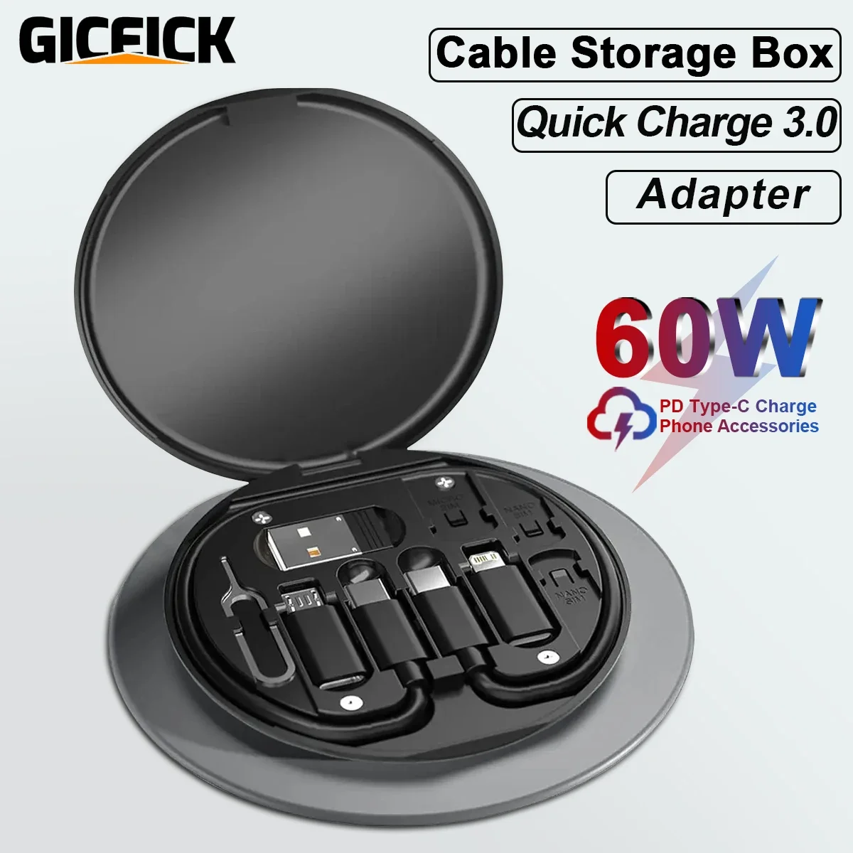 Kit cavo adattatore di ricarica multi USB da 60 W, kit di conversione USB C da USB A e tipo C a micro/tipo C maschio, trasferimento dati del telefono, scheda