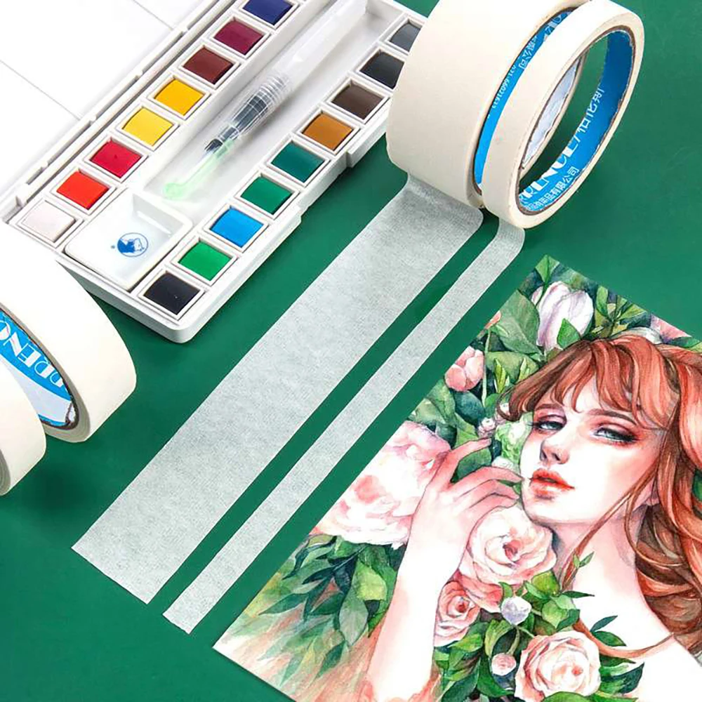 12M Masking เทปสีขาวเขียนได้ซีลเทปกาวกันน้ําสําหรับภาพวาดศิลปะ Sketch รถ DIY กระดาษอุปกรณ์โรงเรียน