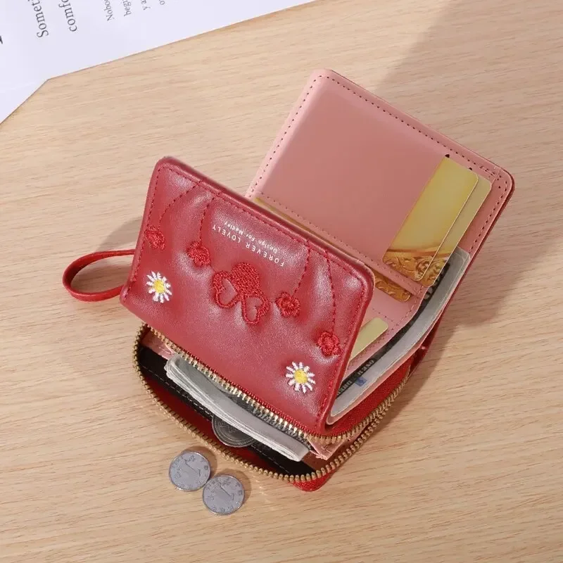 Monedero de amor bordado a la moda para hombre, tarjetero triple, billetera con múltiples ranuras para tarjetas, 1 ud.