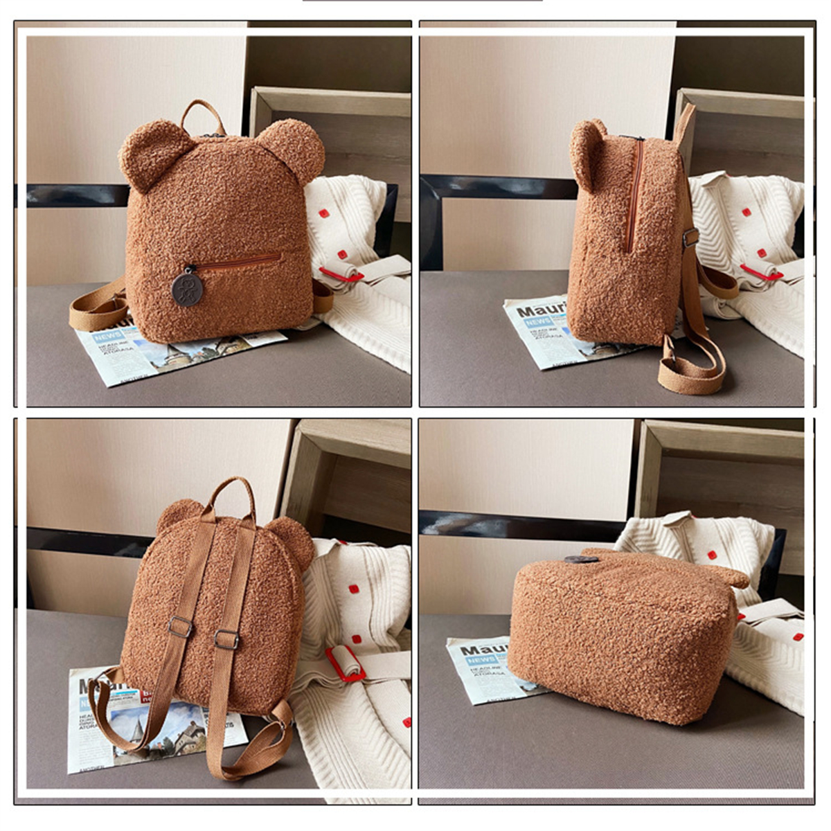 Mochila de ombro em forma de urso bonito das mulheres mochilas de urso personalizadas portátil crianças mochilas de compras-ljx