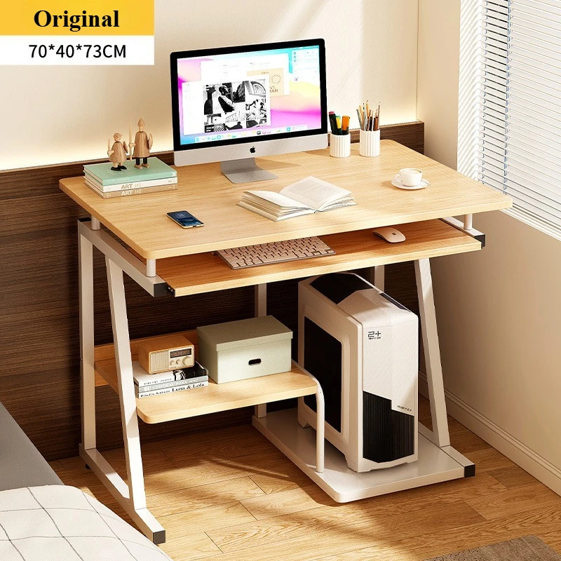 Petit bureau d'ordinateur pour petits espaces, Table d'écriture avec support, plateau de clavier, rangement de moniteur pour le bureau à domicile, bureau d'ordinateur portable