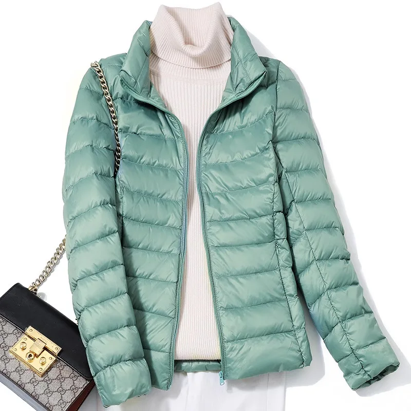 Mulheres primavera jaqueta moda curto ultra leve embalável puffer casacos 15 cores feminino para baixo quente coreano fino ajuste parkas 5xl