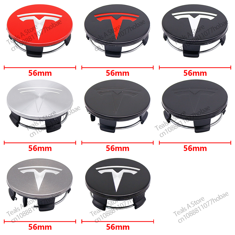 56mm 4 Uds aplicable a la cubierta del cubo de la rueda original Tesla Model3 modelo Y modelo S X cubo de la rueda cubierta central del neumático logo accesorios del coche