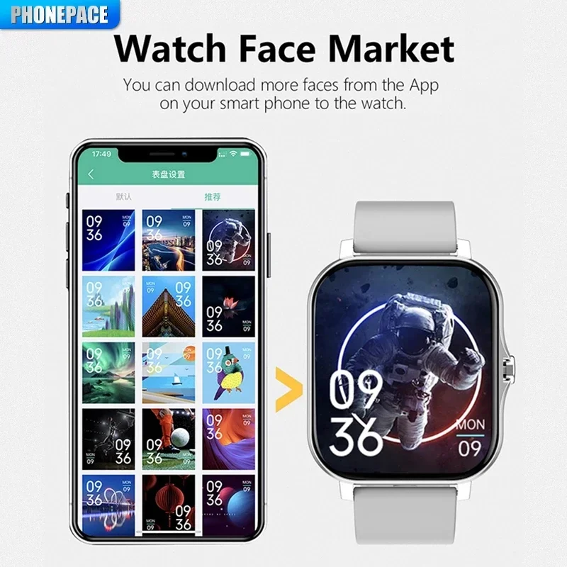 Reloj inteligente PHONEPACE Y13: función de llamada, rastreador de ejercicios y frecuencia cardíaca, alarmas meteorológicas para actividades deportivas al aire libre