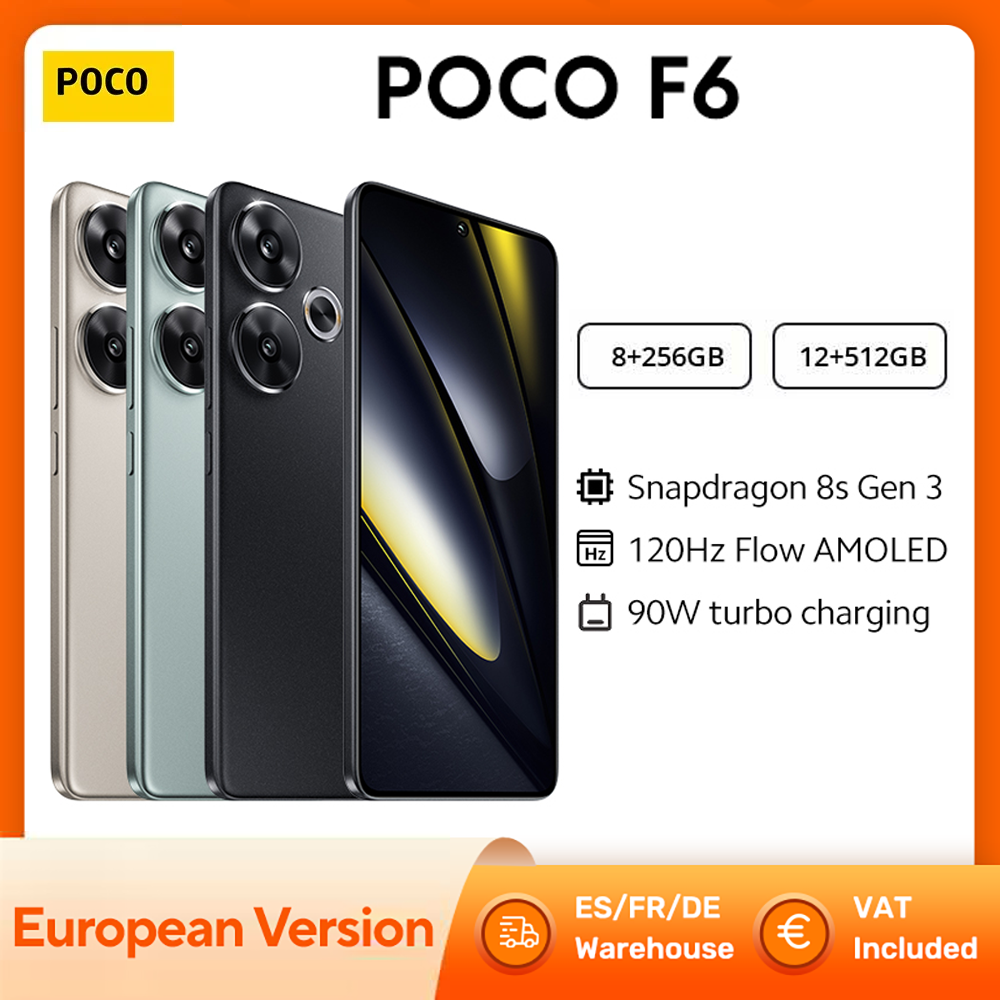 POCO F6 Smartphone Versión Global Snapdragon ® 8s Gen 3 90W Turbo Carga 5000mAh Batería