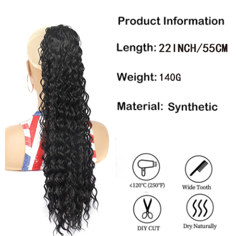 H & star-女性用エクステンションの長さ合成カーリードローストリングポニーテール、ポニーテール、22インチのヘアエクステンションクリップ