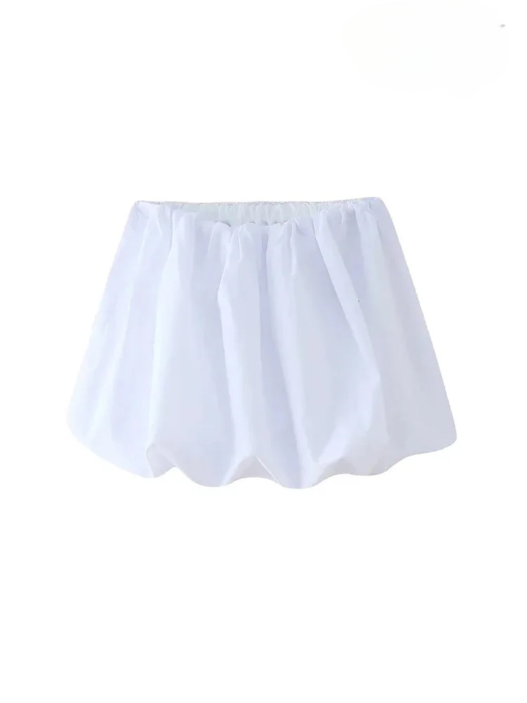 Minissaia balão feminina Mooyufon, cintura elástica média, bainha volumosa, saias femininas, moda