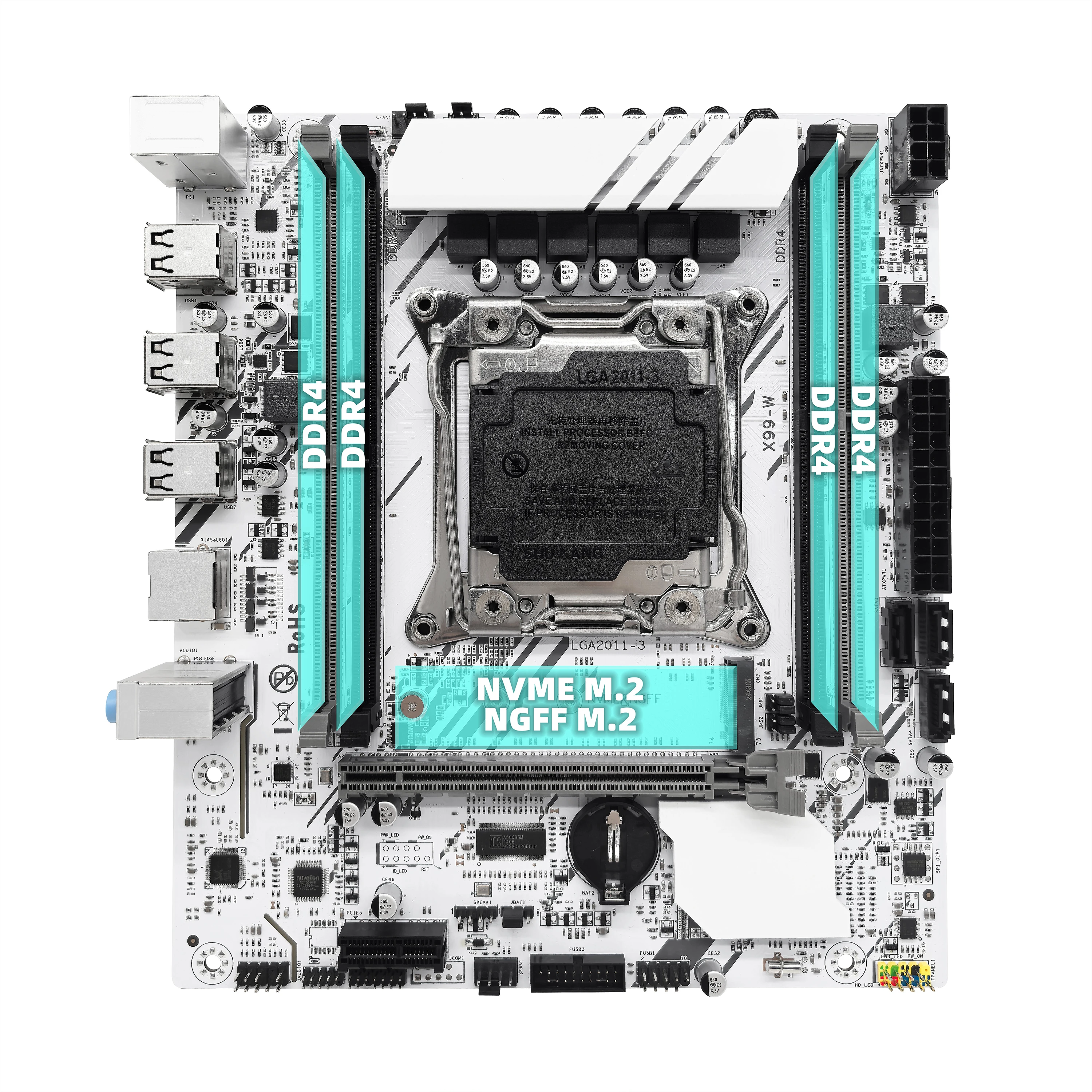 ZSUS X99-W Motherboard Set Kit With LGA2011-3 Xeon E5 2680V4 CPU DDR4 16GB (1*16GB) 2133MHZ RAM Memory NVME M.2 SATA