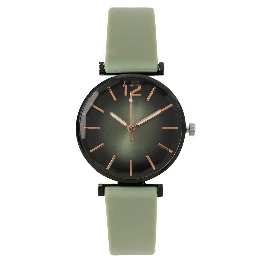 Reloj deportivo de cuarzo con esfera negra Simple para mujer, pulsera informal con correa de silicona verde, gran oferta, 2023
