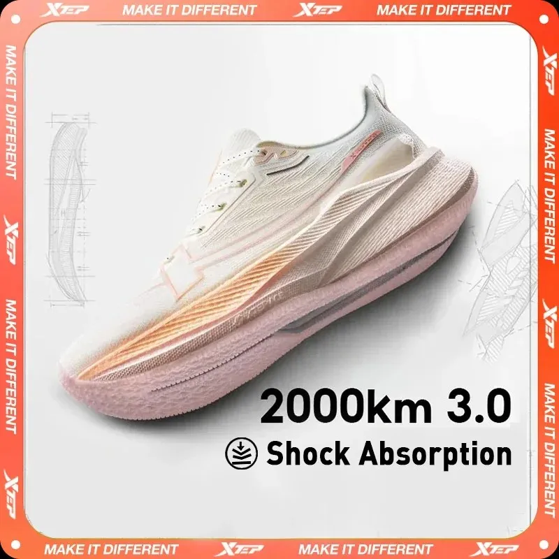 Xtep Damen-Laufschuhe, 2000 km, 3,0, 2025 Frühling, leicht, gepolstert, verschleißfest, Trainings- und Jogging-Sneaker 875118110034
