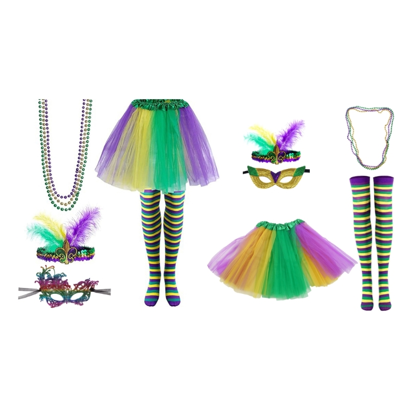 Karneval Feier Kostüm Set Maskerade Maske Festival Party Pailletten Stirnband Rock Karneval Party Drop Shipping