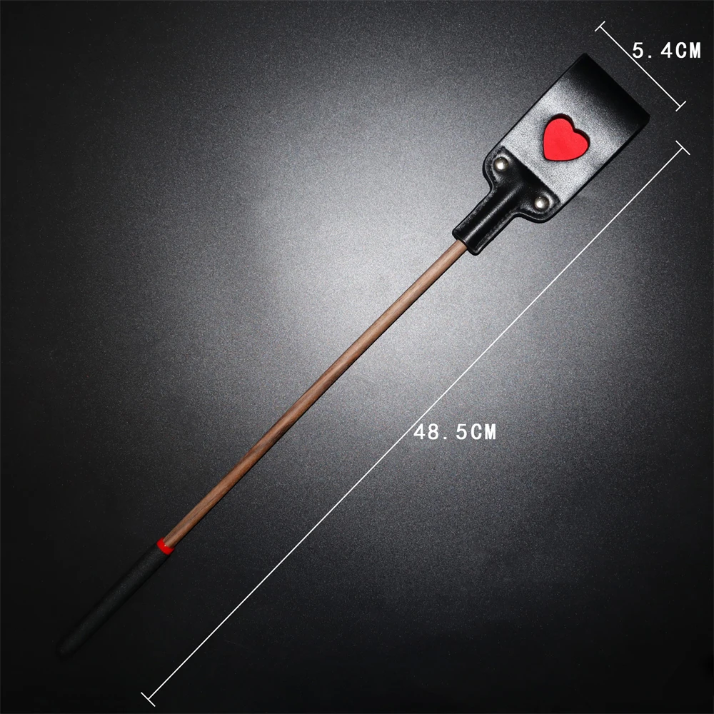46CM 호두 나무 PU 가죽 자르기 Flogger 레이싱 스팽킹 연습 말 채찍 fo 말 승마