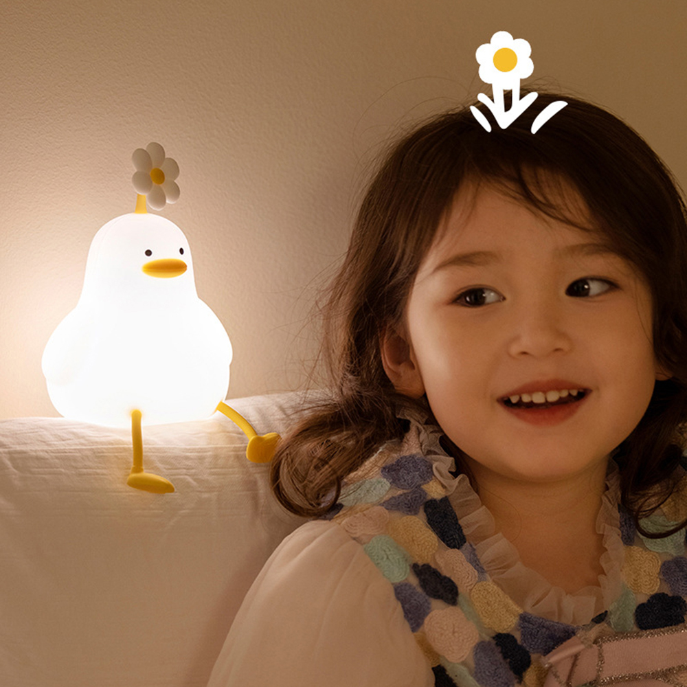 LED Cute Duck Night Lamp Touch Sensor Control Dimming Night Light Silicone Children Sleeping Nursery Lamp for Home Decor Light